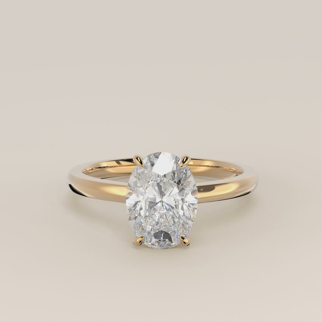 Katy - Oval Lab Grown Diamond Ring with Hidden Halo and Open Bridge Setting