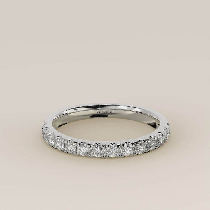 Lab grown diamanten rijring half gezet, witgoud