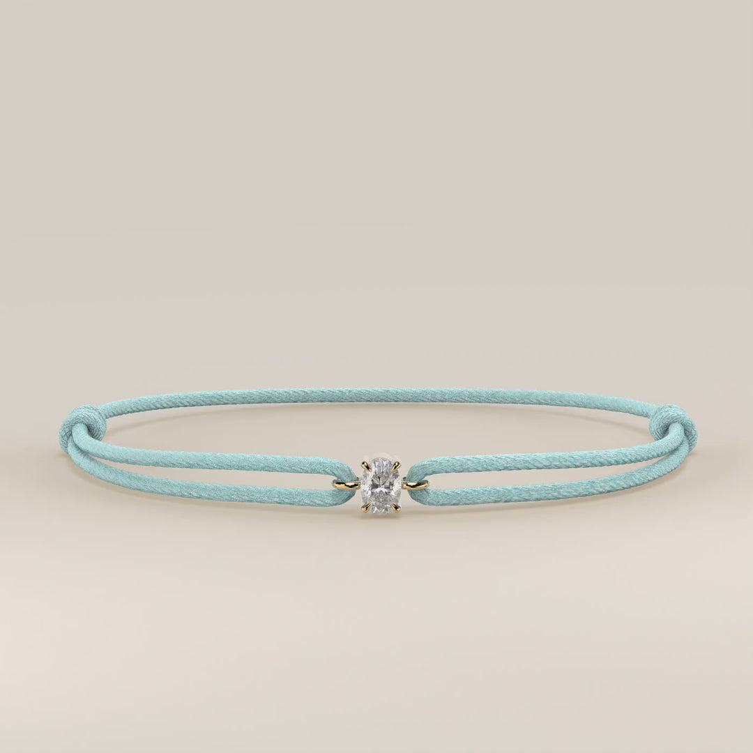 Nora - Oval Lab Grown Diamond Pendant Bracelet with Satin Cord
