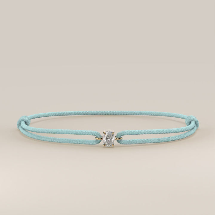Nora - Oval Lab Grown Diamond Pendant Bracelet with Satin Cord