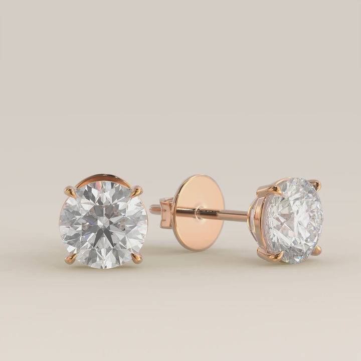 Daisy - Round Brilliant Lab Grown Diamond Stud Earrings - 18K Gold