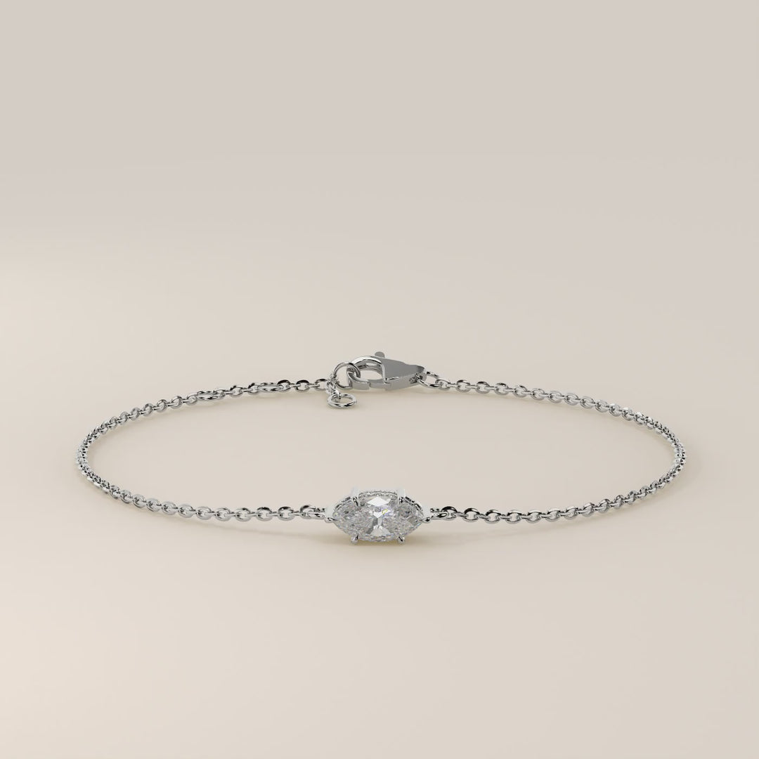 Gina - Marquise East West Lab Grown Diamond Chain Bracelet with Hidden Halo