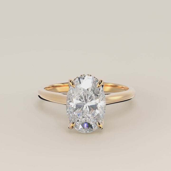 Lyann - Ovale Solitair Petal Prong With Hidden Halo