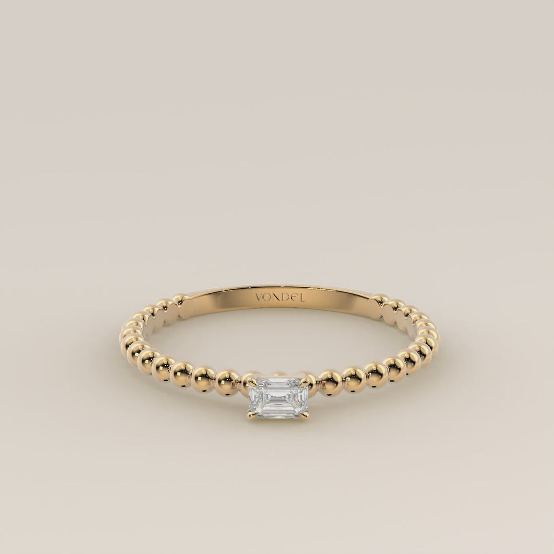 Lina - Emerald Lab Grown Diamond Ring with Round Dot Band