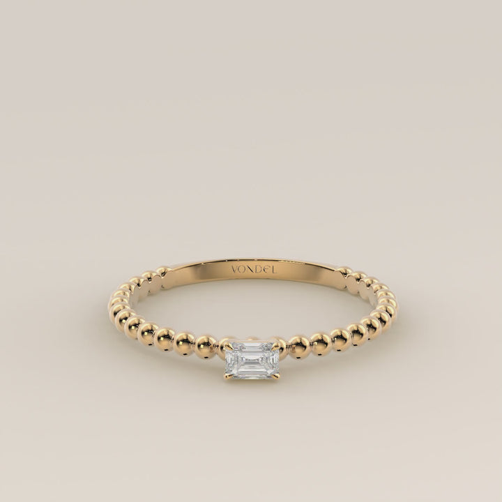 Lina - Emerald Lab Grown Diamond Ring with Round Dot Band