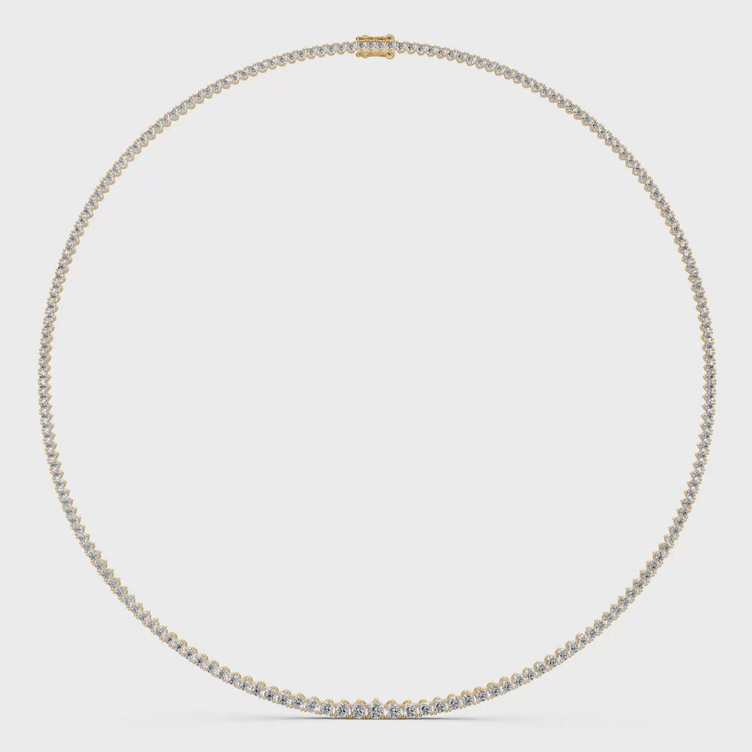 Tennis Ketting met Driepuntzetting en oplopende Diamantgrootte - 6,91 ct