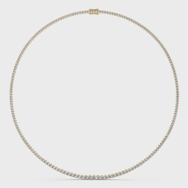 Tennis Ketting met Driepuntzetting en oplopende Diamantgrootte - 6,91 ct