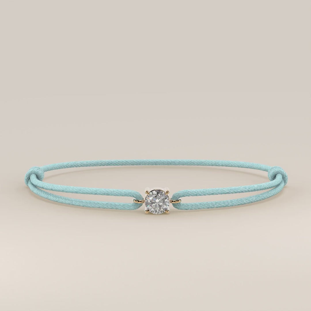 Nora - Round Lab Grown Diamond Pendant Bracelet with Satin Cord