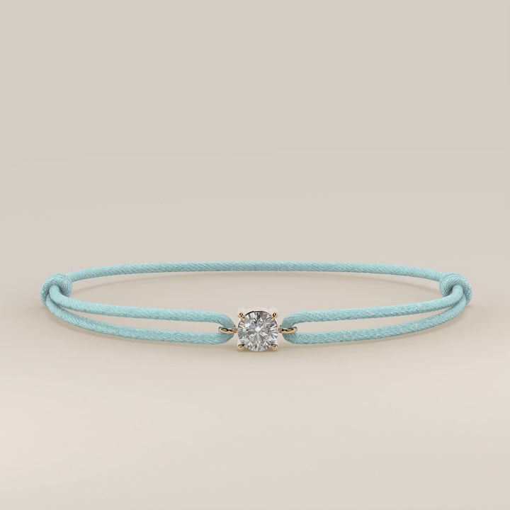 Nora - Round Lab Grown Diamond Pendant Bracelet with Satin Cord