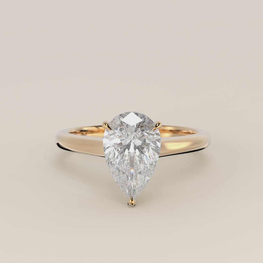 Verlovingsring peer lab grown diamant met cathedral setting, geelgoud