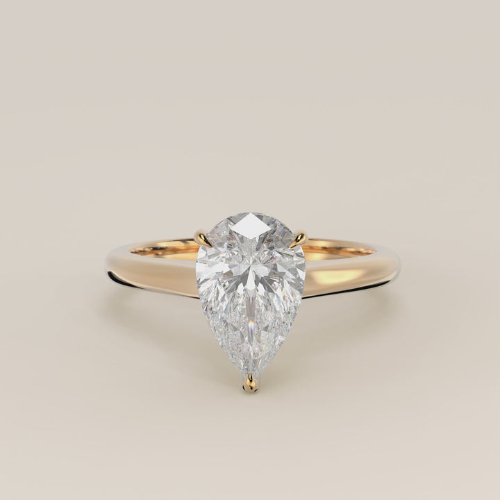 Verlovingsring peer lab grown diamant met cathedral setting, geelgoud