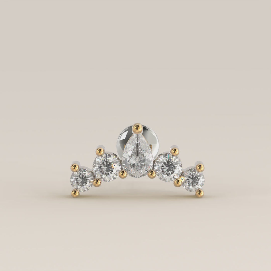 Celestial Pear and Round Curve Lab Grown Diamond Piercing