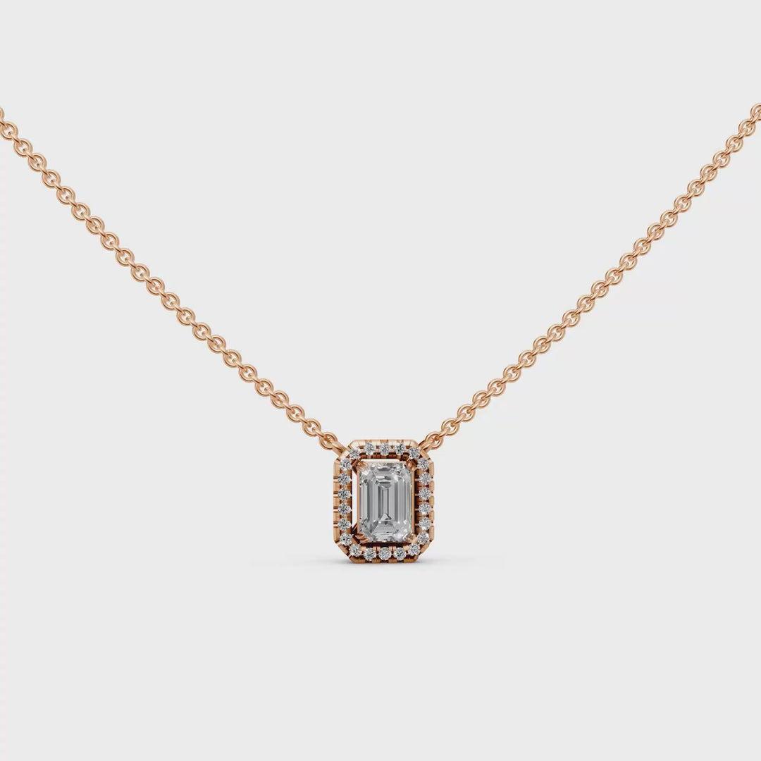 Emerald Halo Diamanten Pendant Collier - 0,75 ct