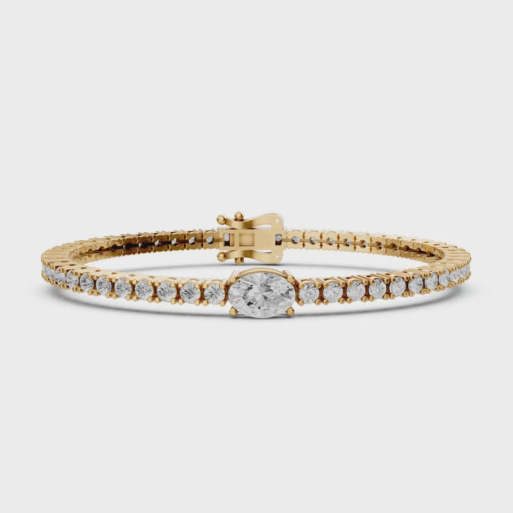 Daphne - Diamanten Tennisarmband met Ovale Middensteen - 18K Goud - 4,34 ct