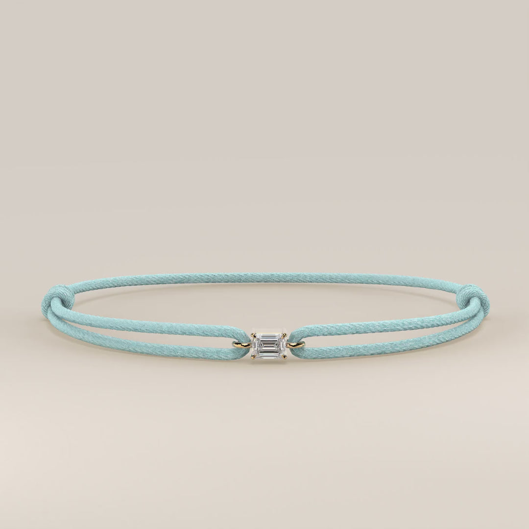 Nora - Emerald Lab Grown Diamond Pendant Bracelet with Satin Cord