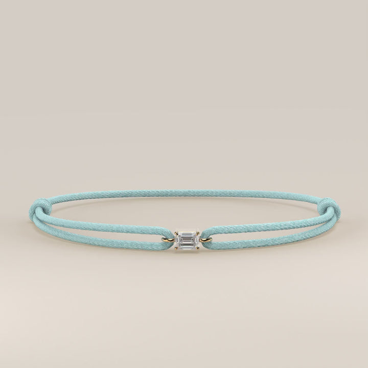 Nora - Emerald Lab Grown Diamond Pendant Bracelet with Satin Cord