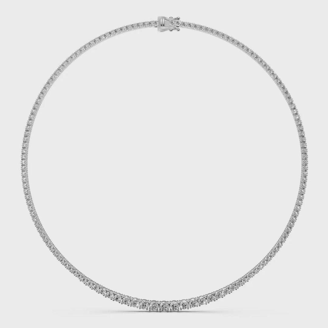 Diamanten Tennis Collier met verloop in diamantgrootte - 18K Goud
