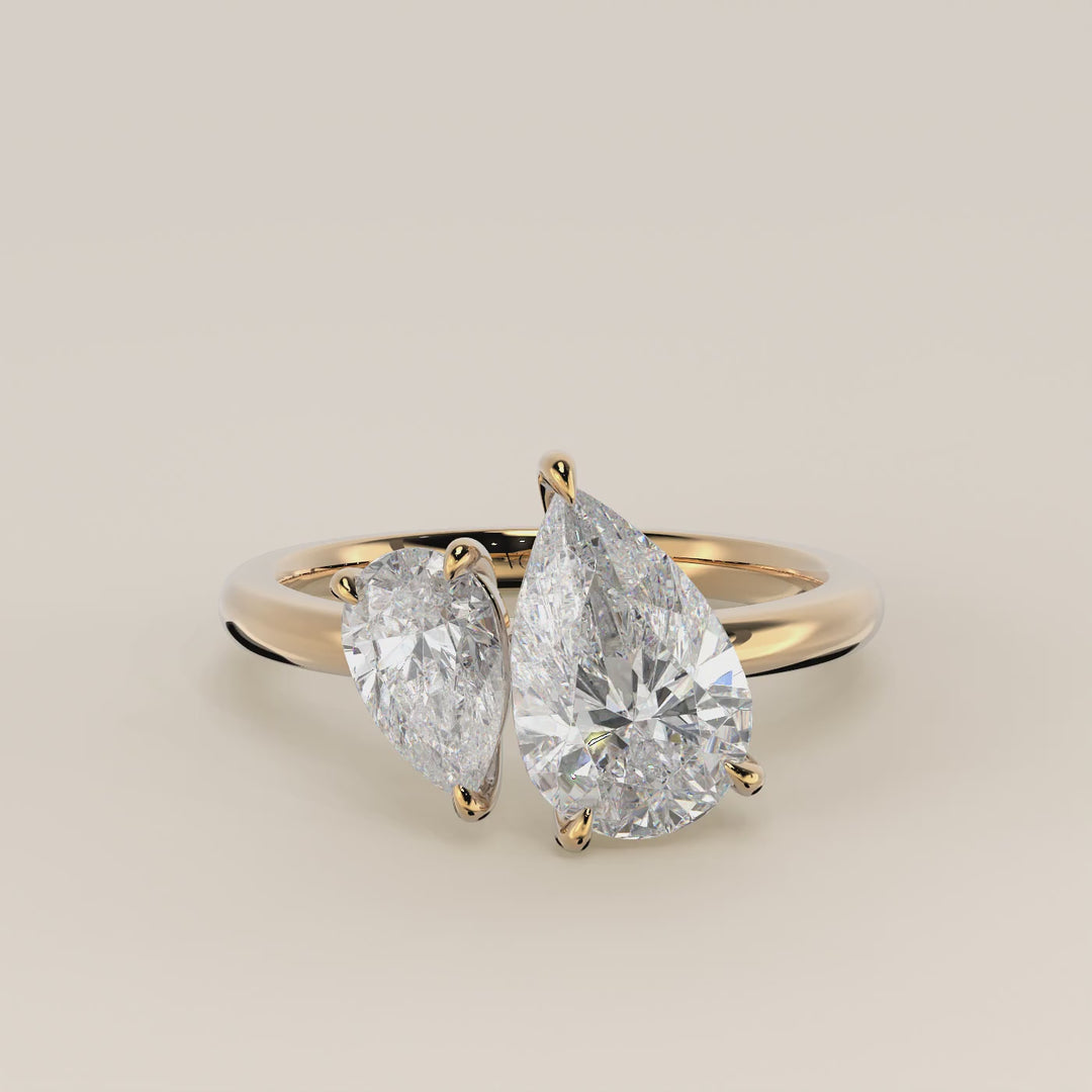 Léa – Birnenförmiger Toi et Moi Labor-Diamantring – 18 Karat Gold – 2,72 ct