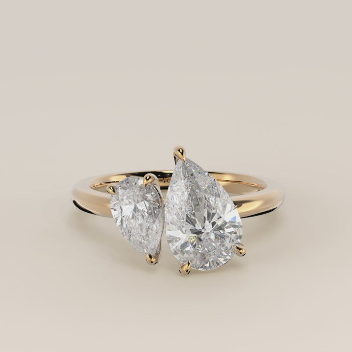 Léa – Birnenförmiger Toi et Moi Labor-Diamantring – 18 Karat Gold – 2,72 ct