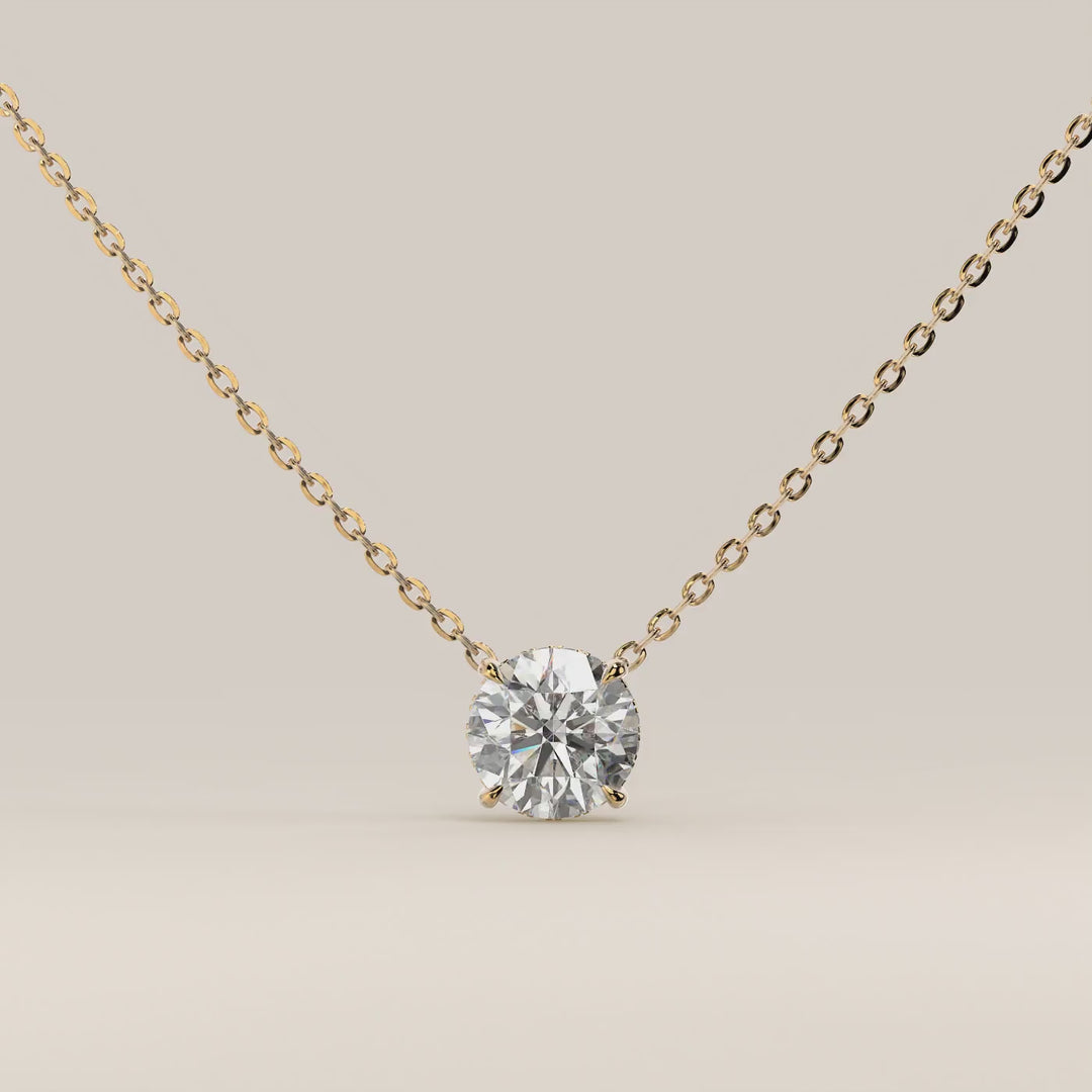 Lisa - Round Lab Grown Diamond Necklace with Hidden Halo