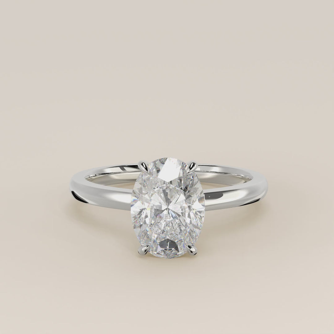 Katy - Oval Lab Grown Diamond Ring with Hidden Halo and Open Bridge Setting