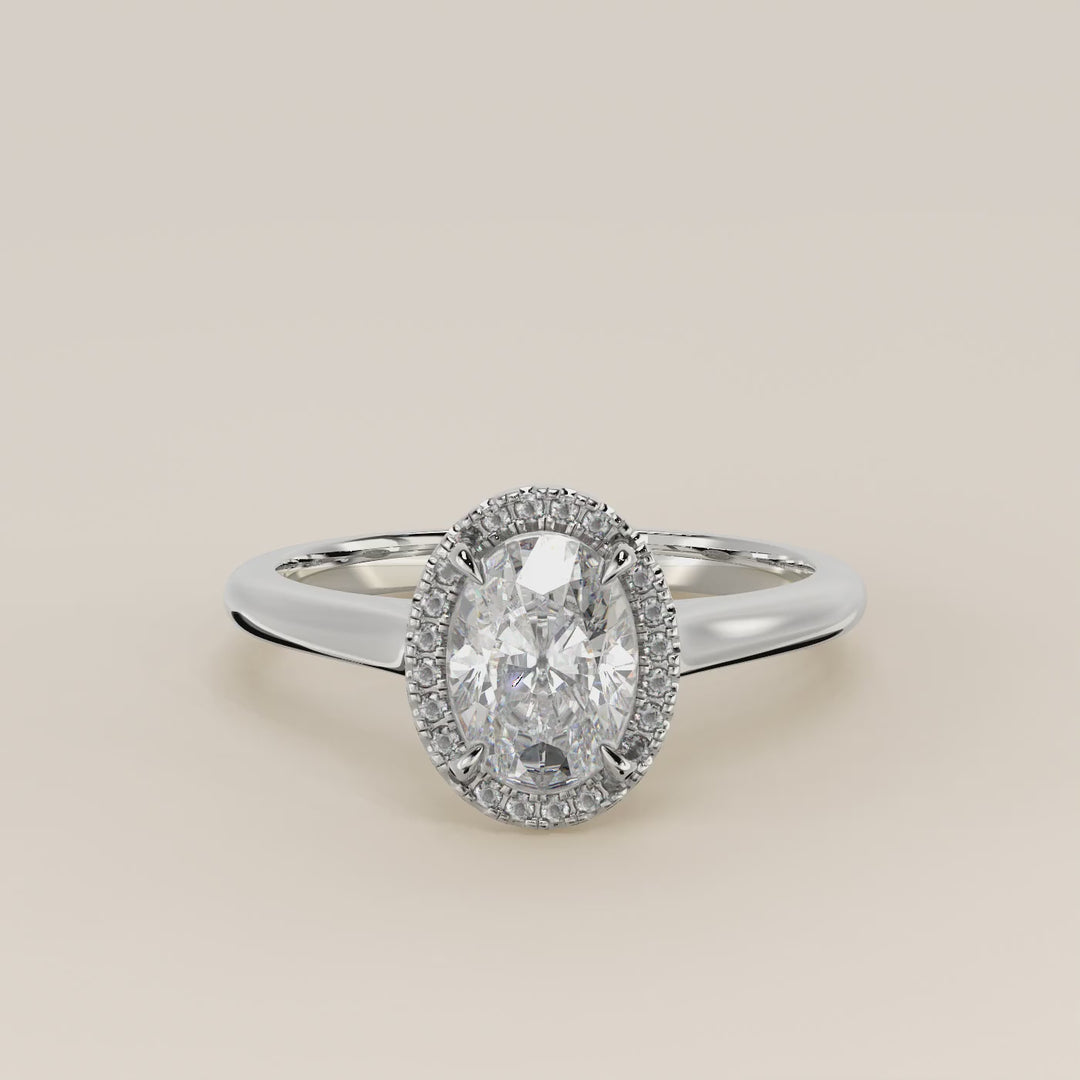 Kelsey - Oval Halo Lab Grown Diamond Ring with Cathedral and High Setting