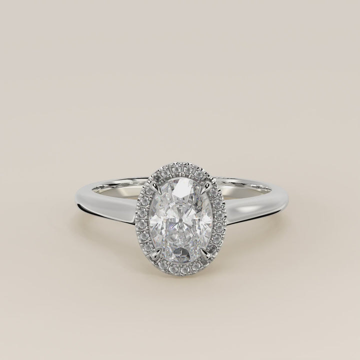 Kelsey - Oval Halo Lab Grown Diamond Ring with Cathedral and High Setting