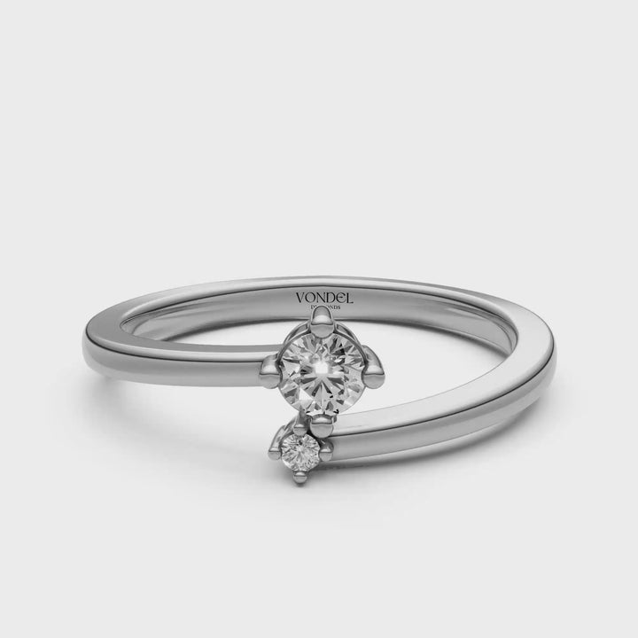 Pinkring Wrap 2 Diamanten - 18K Goud - 0,1 ct