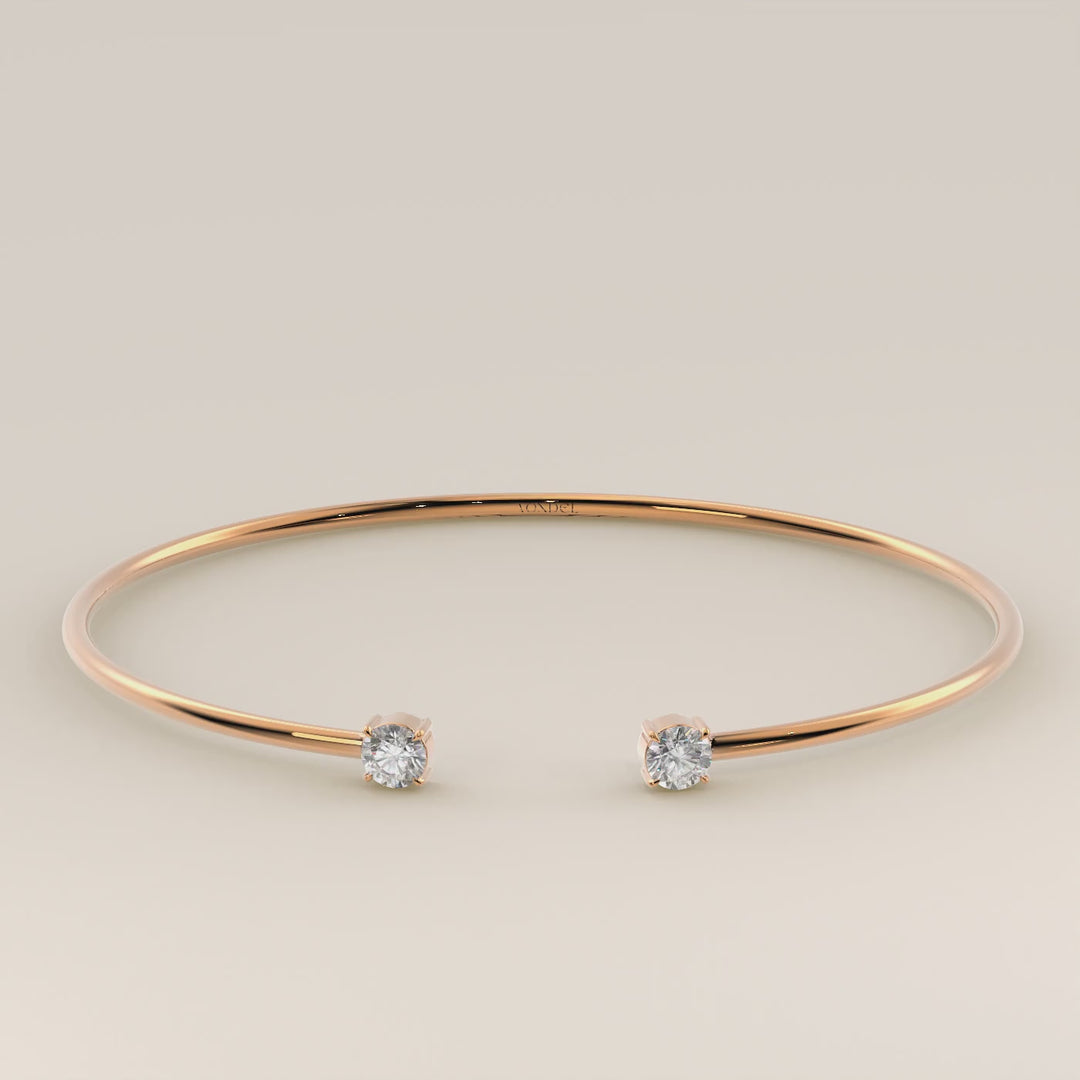 Dua - Open Bangle with Two Round Brilliant Lab Grown Diamonds