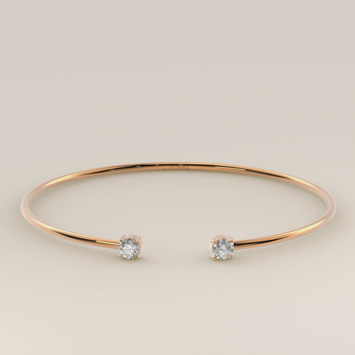 Dua - Open Bangle with Two Round Brilliant Lab Grown Diamonds