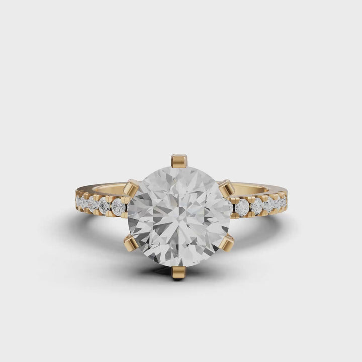 Rond Briljant Solitair met Pave en Moderne Zetting - Platina 950 - 2,95 ct