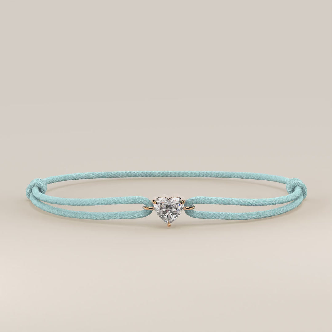 Nora - Heart Lab Grown Diamond Pendant Bracelet with Satin Cord - 0,25 ct