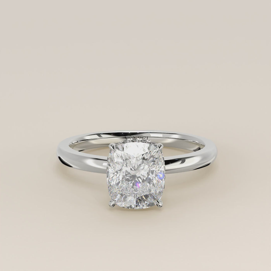 Lexi - Elongated Cushion Lab Grown Diamond Ring Solitair with Wrap Around Halo