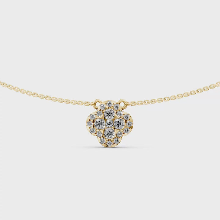 Pave Flower Pendant Ketting - 18K Goud - 0,45 ct