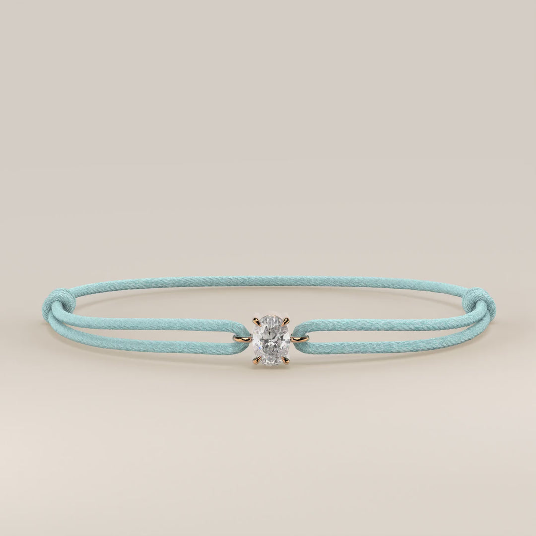Nora - Oval Lab Grown Diamond Pendant Bracelet with Satin Cord