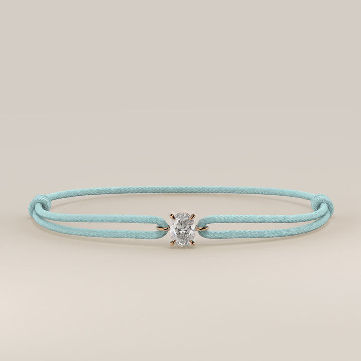 Nora - Oval Lab Grown Diamond Pendant Bracelet with Satin Cord