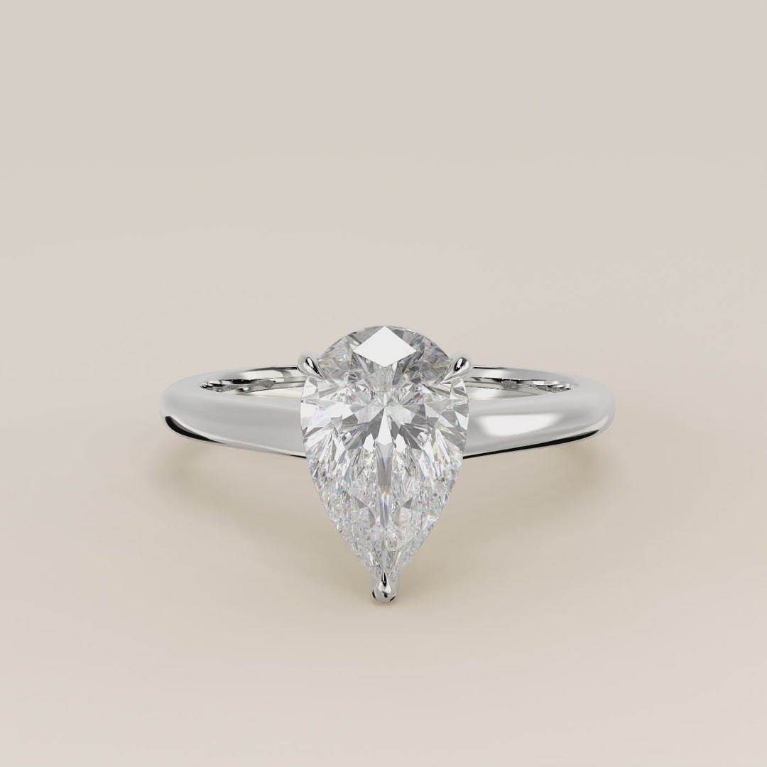 Verlovingsring peer lab grown diamant met cathedral setting, witgoud