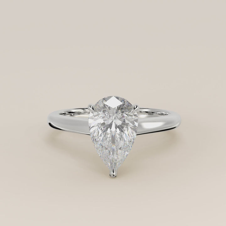 Verlovingsring peer lab grown diamant met cathedral setting, witgoud