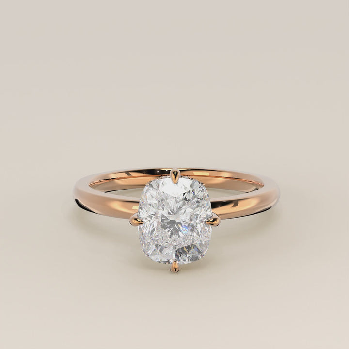 Camila - Elongated Cushion Lab Grown Diamond Ring Solitair with Compass Prongs and Hidden Halo (kopie)
