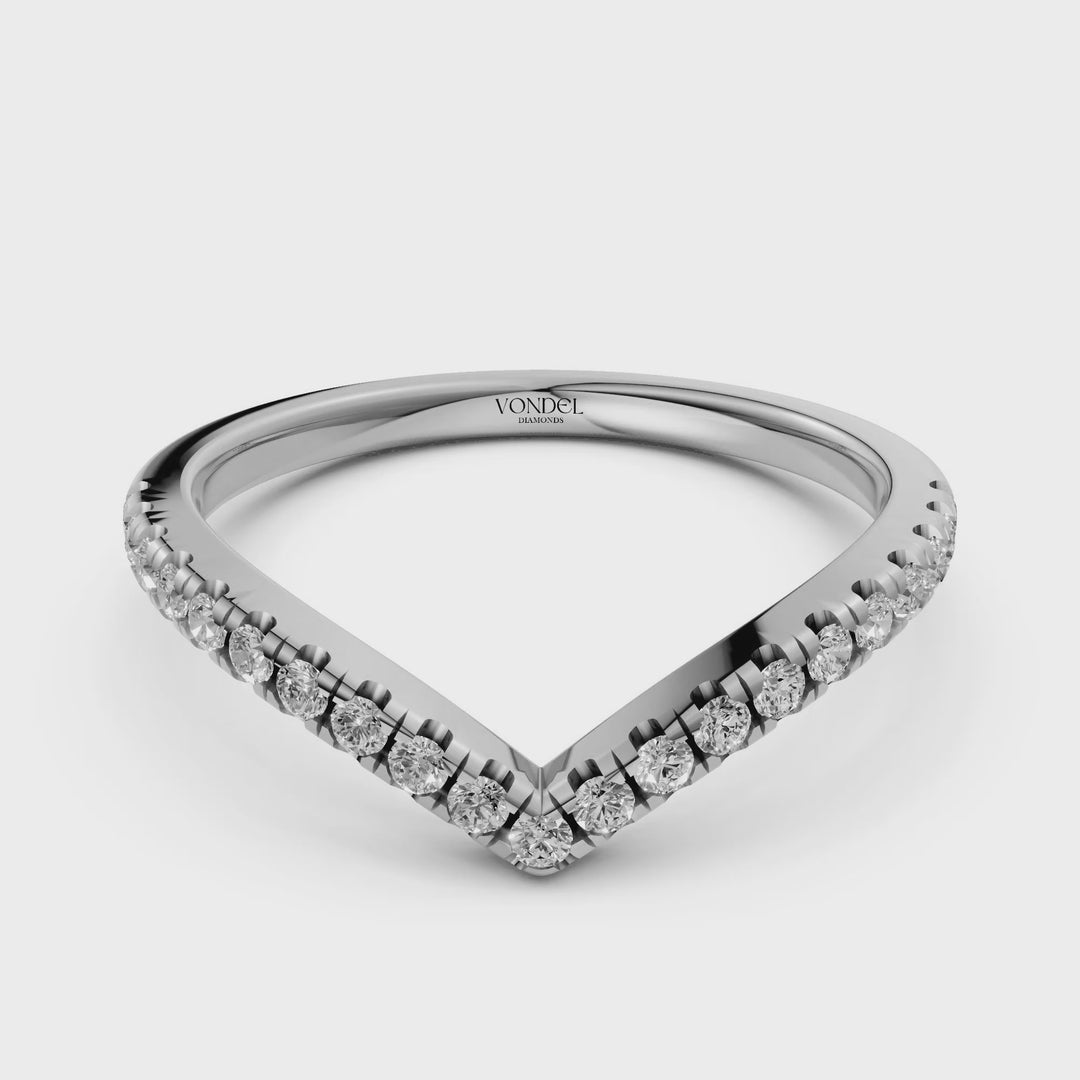 V-vormige Diamanten Rijring half gezet - 18K Geelgoud - 0.56 ct