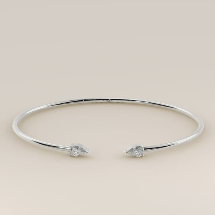 Dua - Open Bangle with Two Pear Lab Grown Diamonds