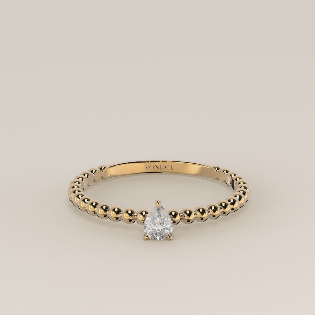 Lina - Pear Lab Grown Diamond Ring with Round Dot Band