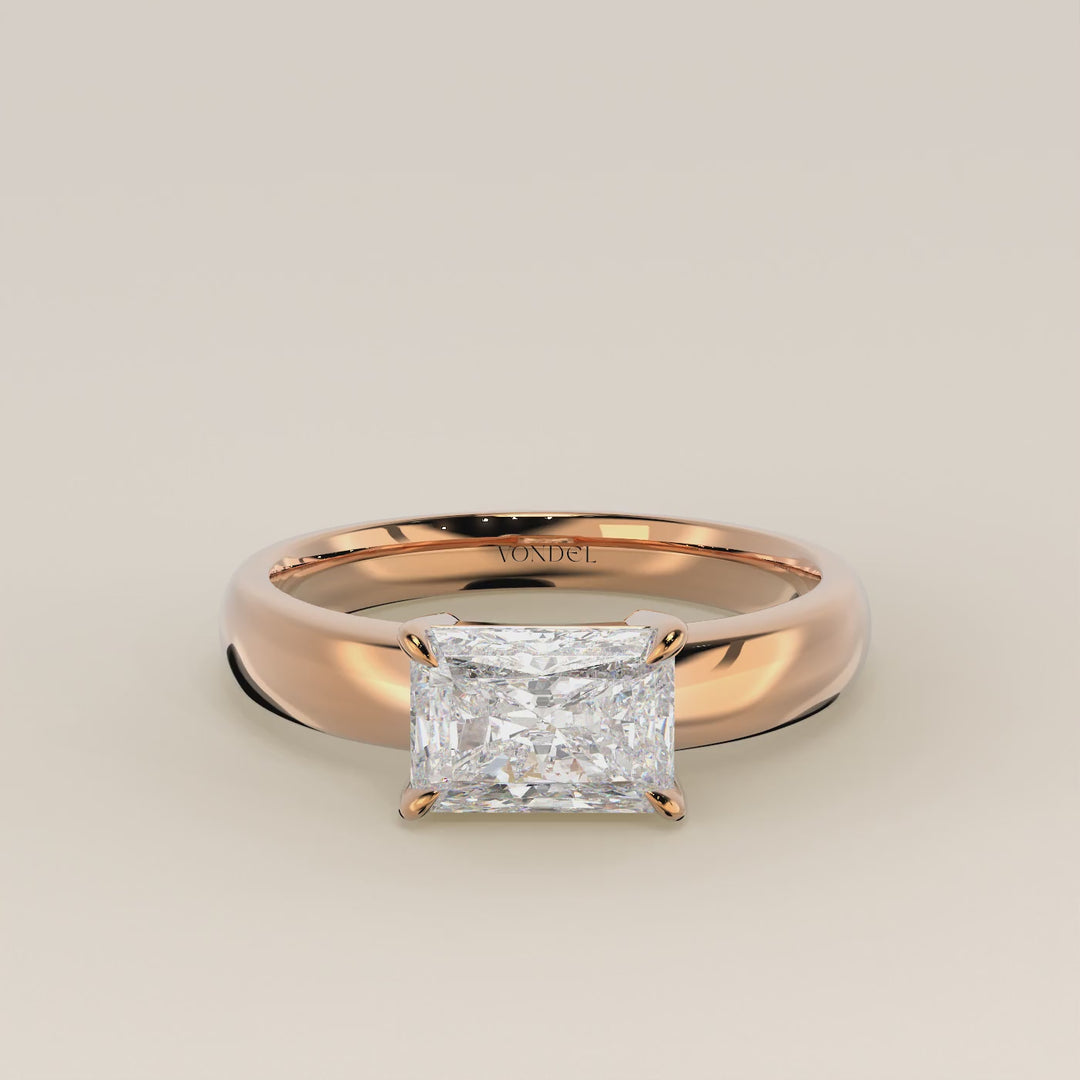 Joan - Radiant East to West Lab Grown Diamond Ring with Wide Band