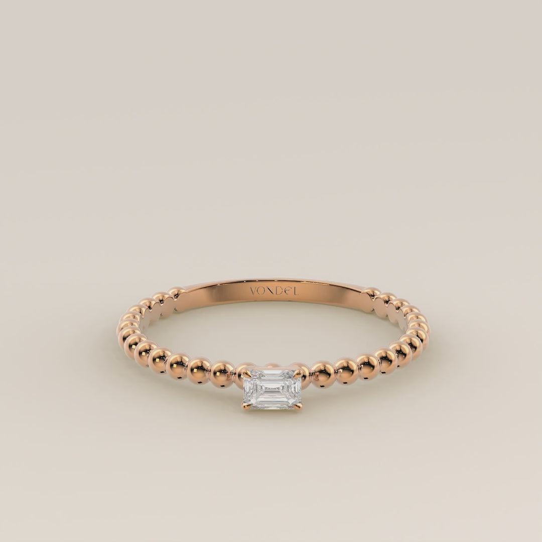 Lina - Emerald Lab Grown Diamond Ring with Round Dot Band