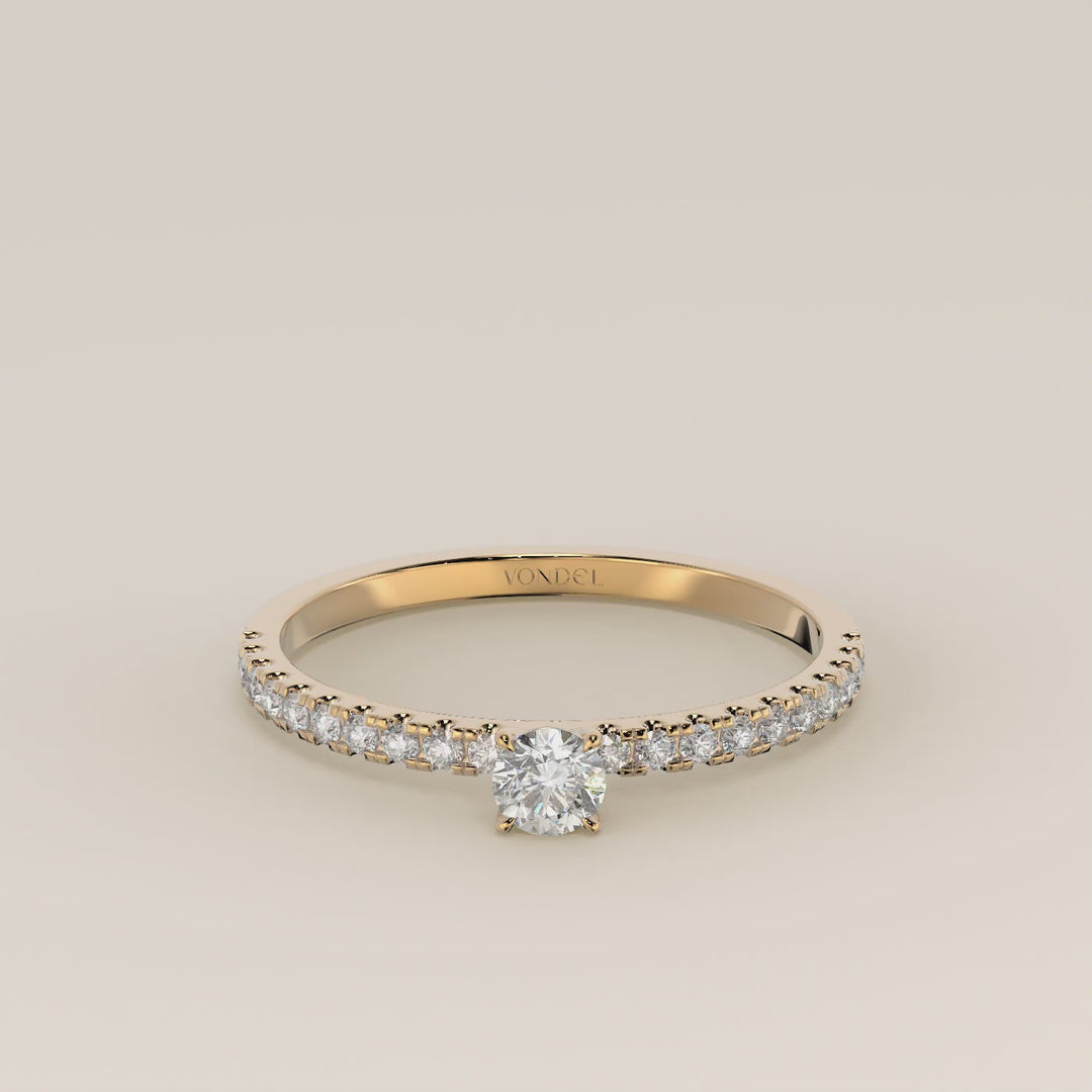 Julie - Round Lab Grown Diamond Ring with Pave Band