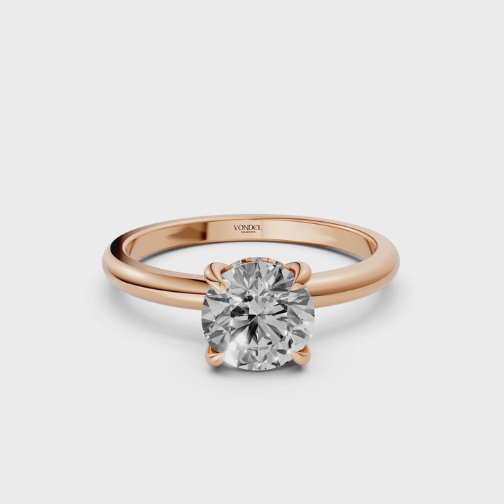 Solitaire Rond Briljant Ring met Hidden Halo - 18K Rosegoud - 0,573 ct