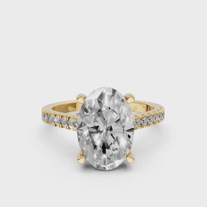 Oval Solitair Hidden Halo Met Pave Band