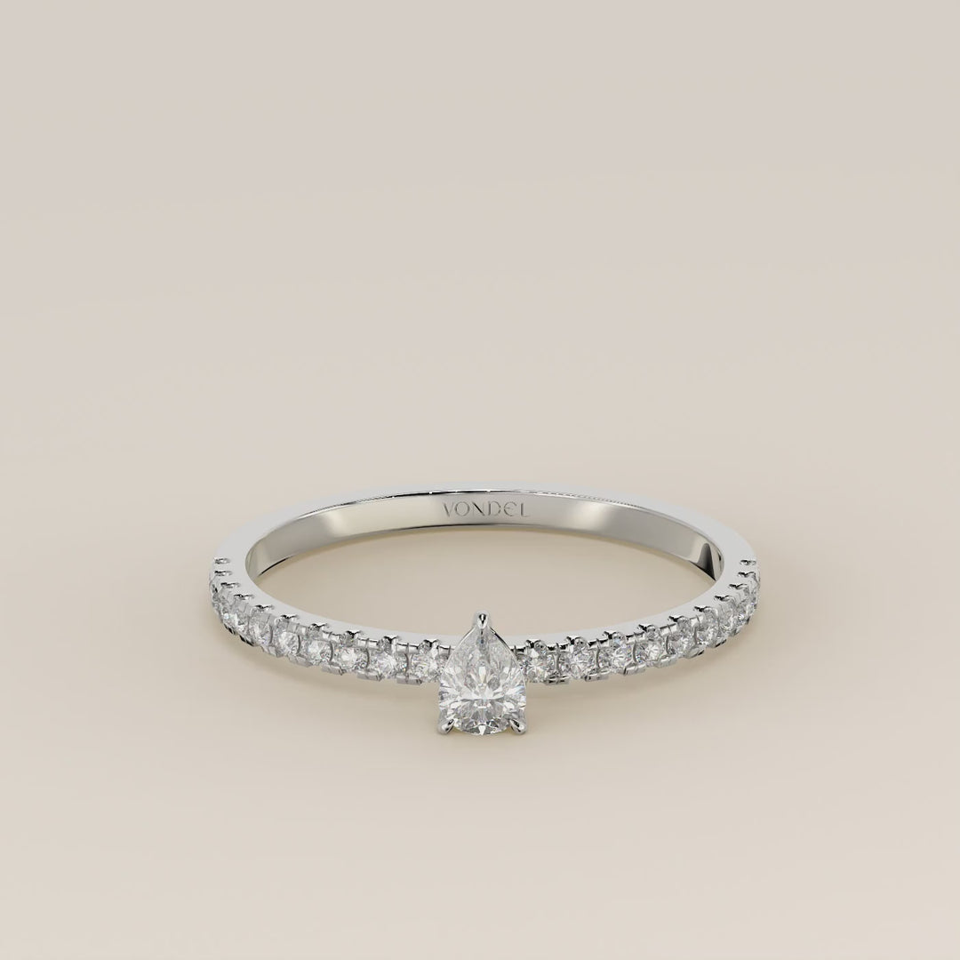 Julie - Pear Lab Grown Diamond Ring with Pave Band