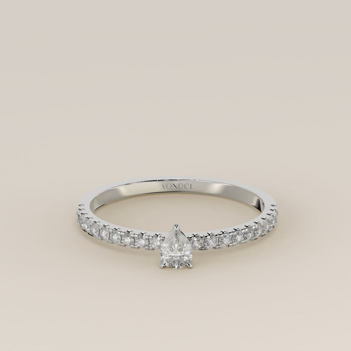 Julie - Pear Lab Grown Diamond Ring with Pave Band