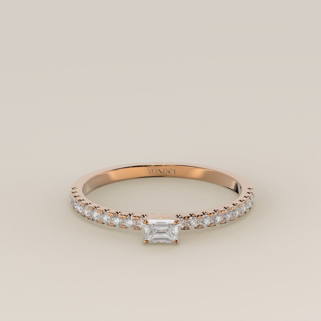 Julie - Emerald Lab Grown Diamond Ring with Pave Band